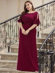 Dreamy Sheath Floor-Length Wedding Guest Dress with Sleeves