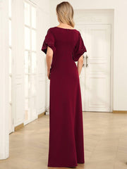 Dreamy Sheath Floor-Length Wedding Guest Dress with Sleeves