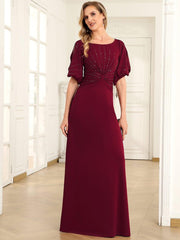 Dreamy Sheath Floor-Length Wedding Guest Dress with Sleeves