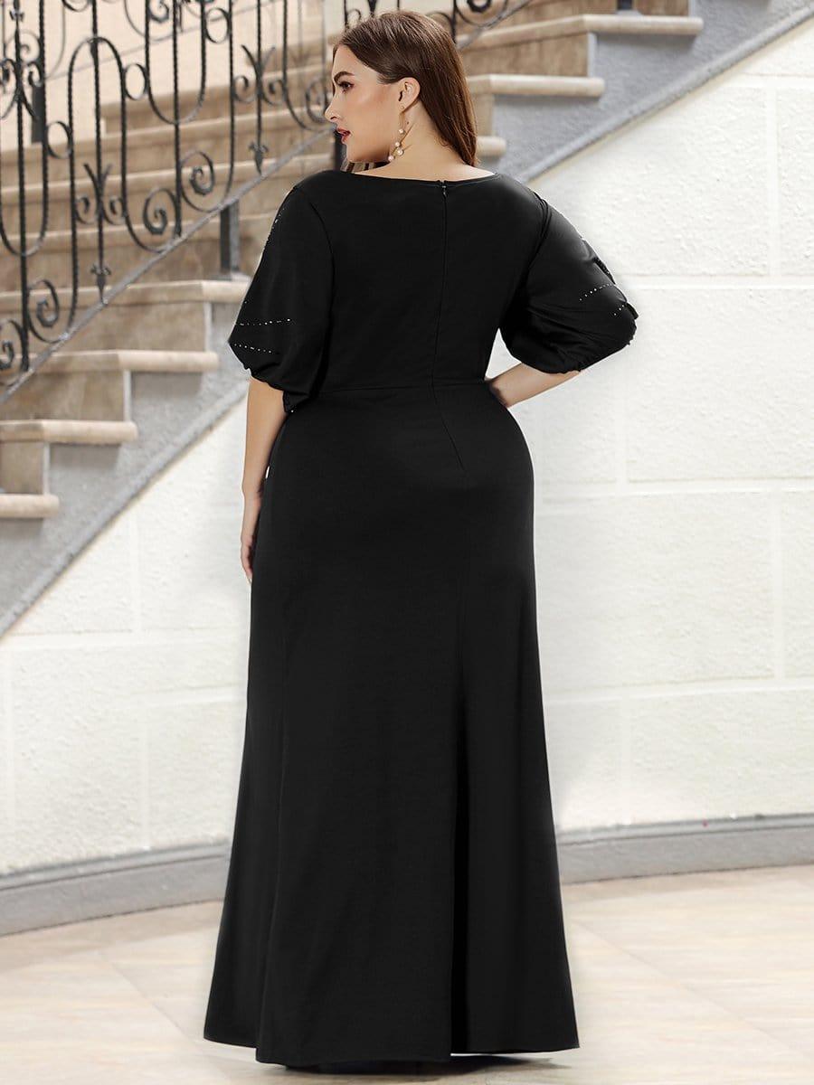 Stylish Plus Size Maxi Mermaid Wedding Guest Dress with Short Sleeves