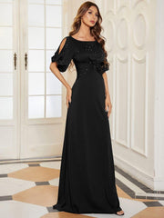 Dreamy Sheath Floor-Length Wedding Guest Dress with Sleeves