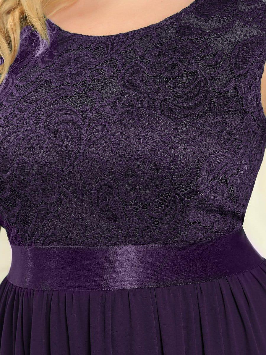 Glamorous Plus Size Round Neck A-Line Chiffon Bridesmaid Dresses with Open Back
