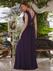 Vintage Round Neck A-Line Lace Bridesmaid Dress with Open Back