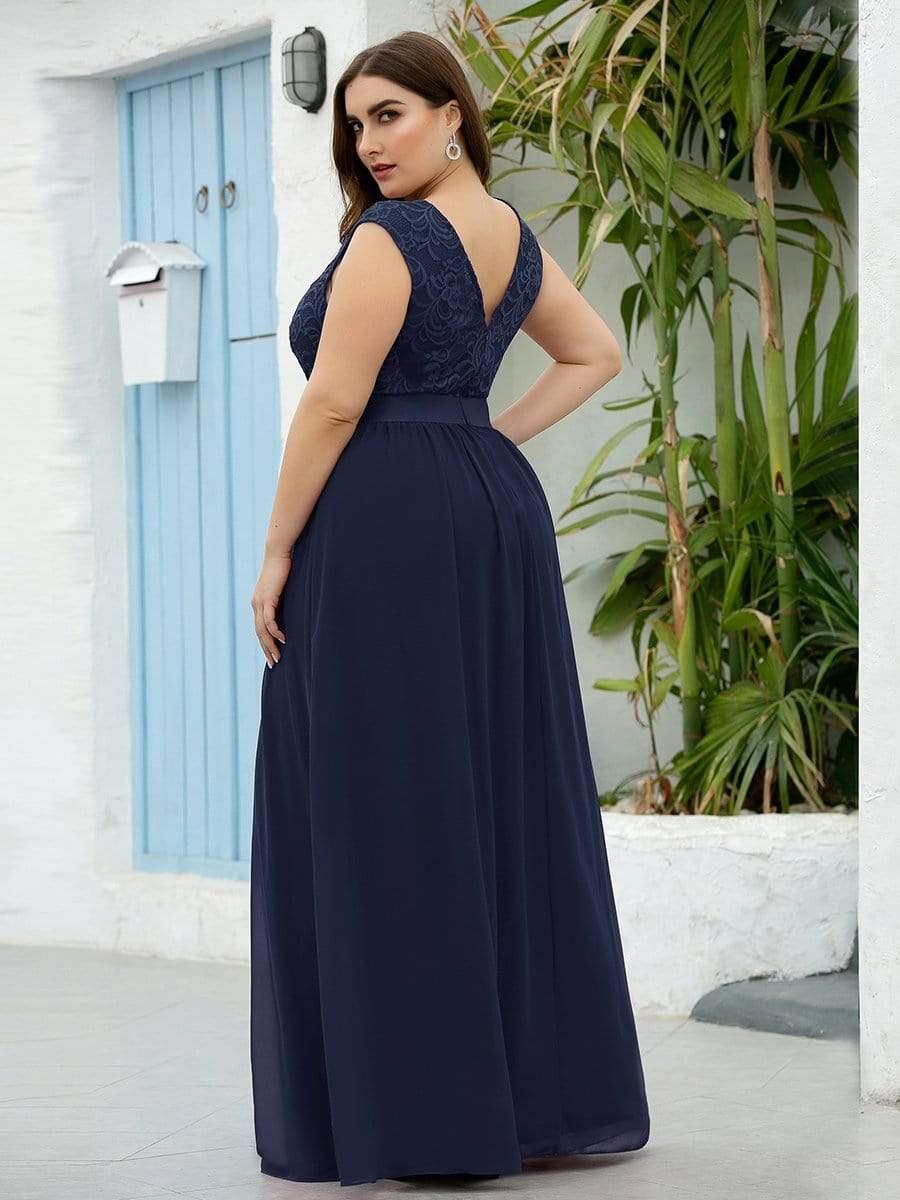 Classic Sleeveless A-Line Lace Bodice Bridesmaid Dress with Open Back
