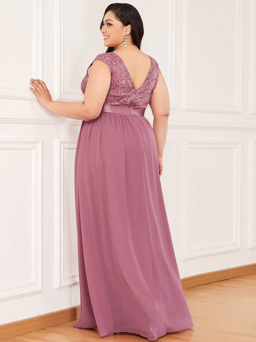Classic Sleeveless A-Line Lace Bodice Bridesmaid Dress with Open Back