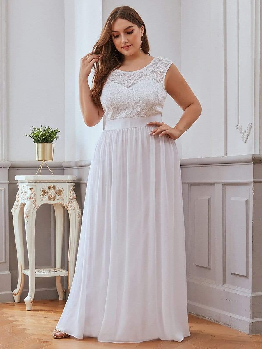 Glamorous Plus Size Round Neck A-Line Chiffon Bridesmaid Dresses with Open Back