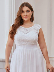 Glamorous Plus Size Round Neck A-Line Chiffon Bridesmaid Dresses with Open Back