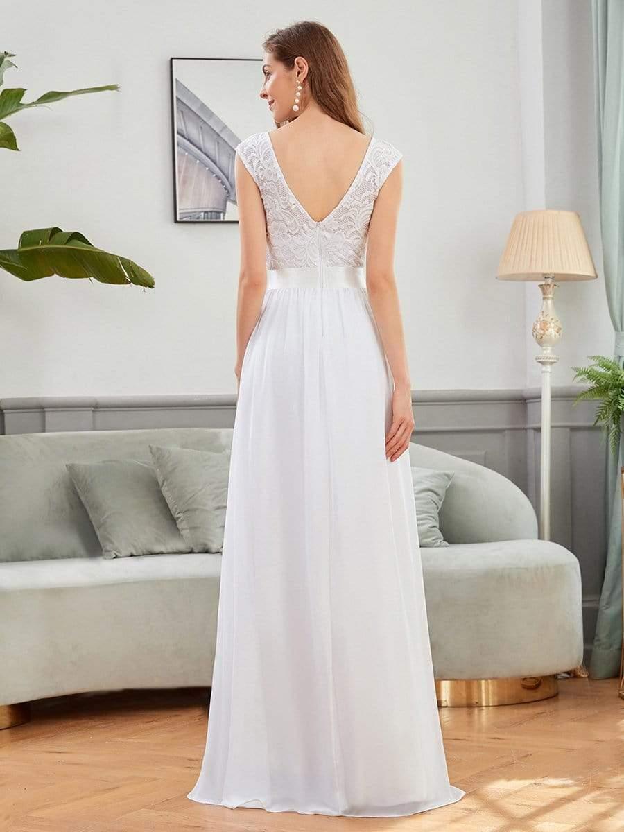 Classic Sleeveless A-Line Lace Bodice Bridesmaid Dress with Open Back