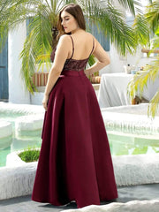 Deluxe Hi-Lo Sleeveless Sequin Plus Size Dresses