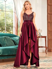 Classic V-Neck Hi-Lo A-Line Cruise Journey Dress