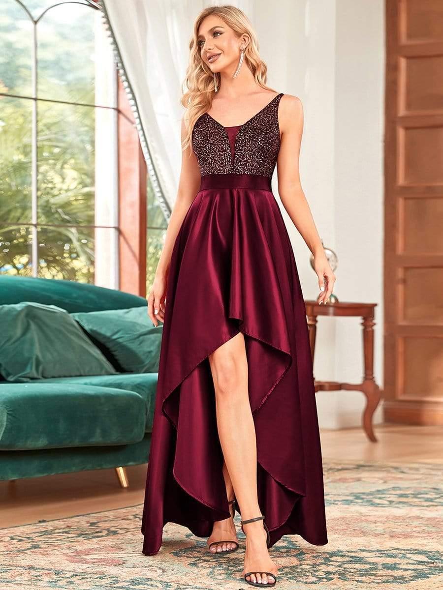 Classic V-Neck Hi-Lo A-Line Cruise Journey Dress