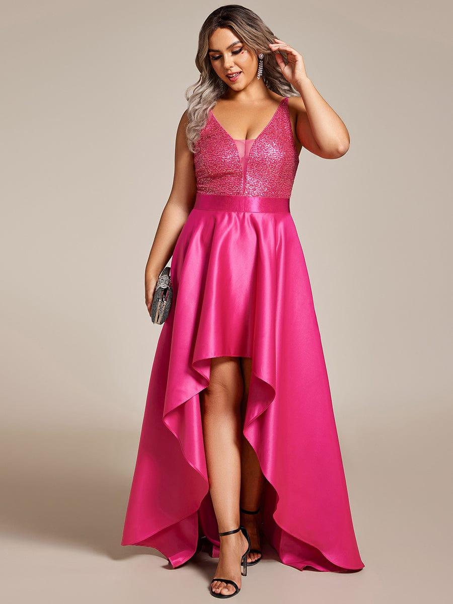 Deluxe Hi-Lo Sleeveless Sequin Plus Size Dresses