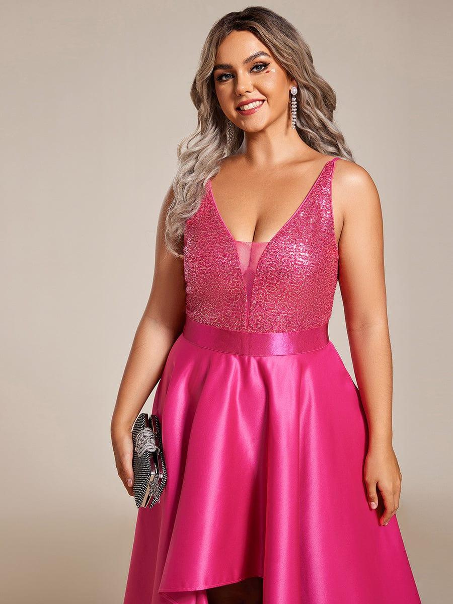 Deluxe Hi-Lo Sleeveless Sequin Plus Size Dresses