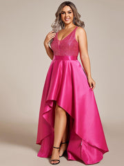 Deluxe Hi-Lo Sleeveless Sequin Plus Size Dresses