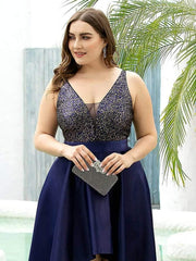 Deluxe Hi-Lo Sleeveless Sequin Plus Size Dresses