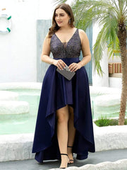 Deluxe Hi-Lo Sleeveless Sequin Plus Size Dresses