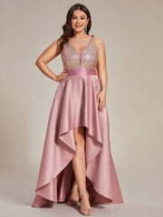 Deluxe Hi-Lo Sleeveless Sequin Plus Size Dresses