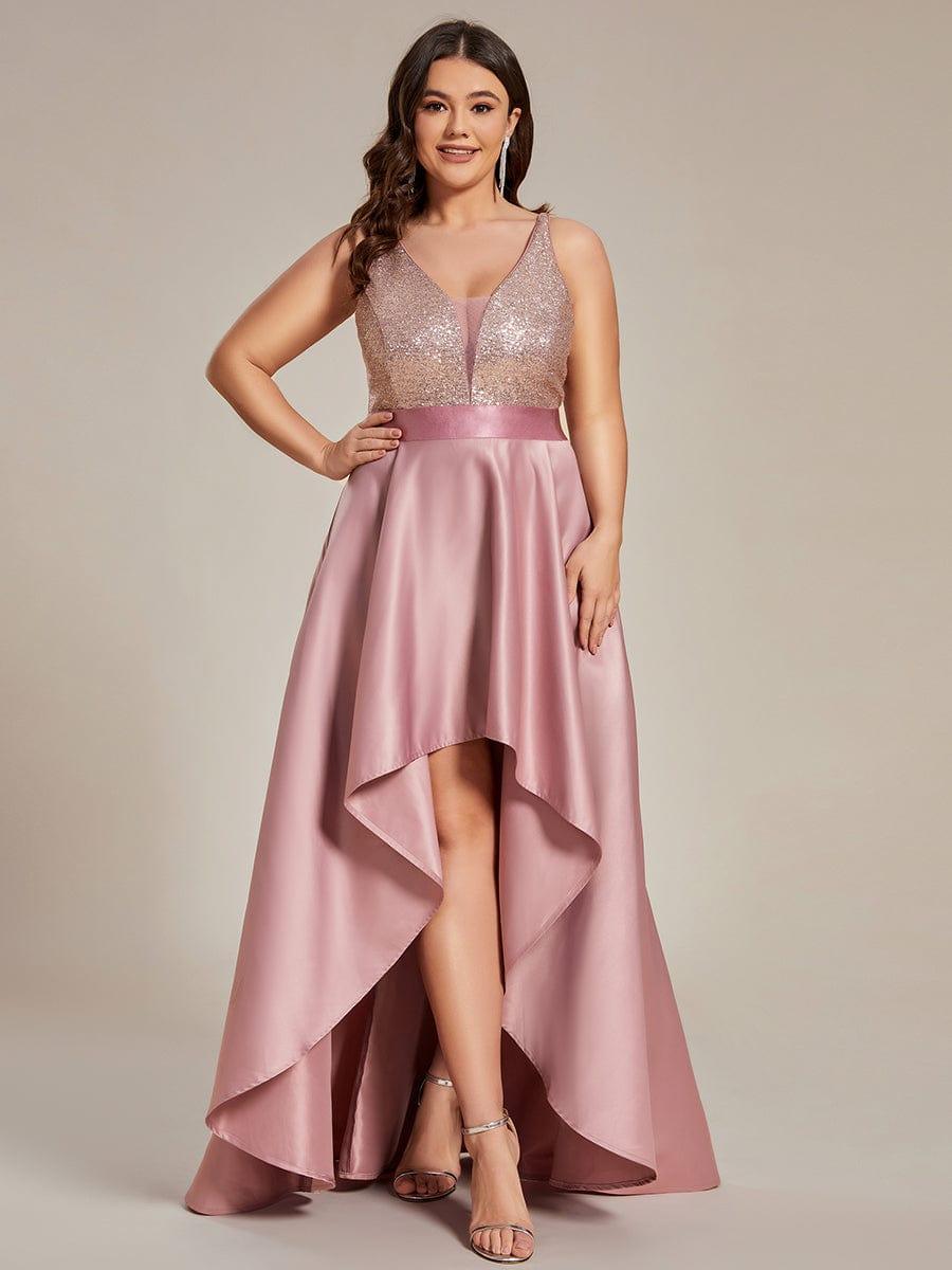 Deluxe Hi-Lo Sleeveless Sequin Plus Size Dresses
