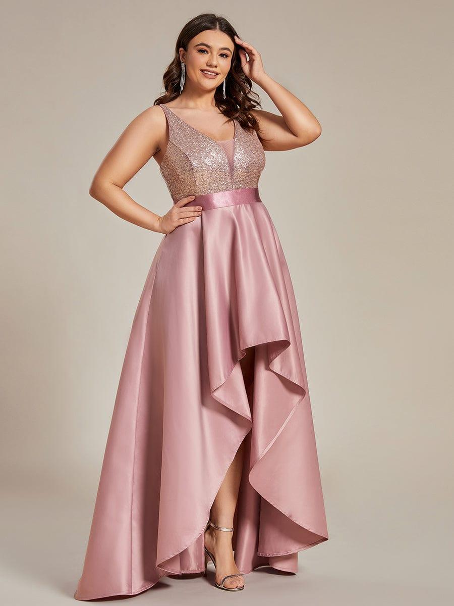 Deluxe Hi-Lo Sleeveless Sequin Plus Size Dresses