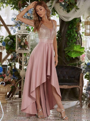 Classic V-Neck Hi-Lo A-Line Cruise Journey Dress