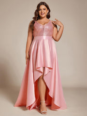 Deluxe Hi-Lo Sleeveless Sequin Plus Size Dresses