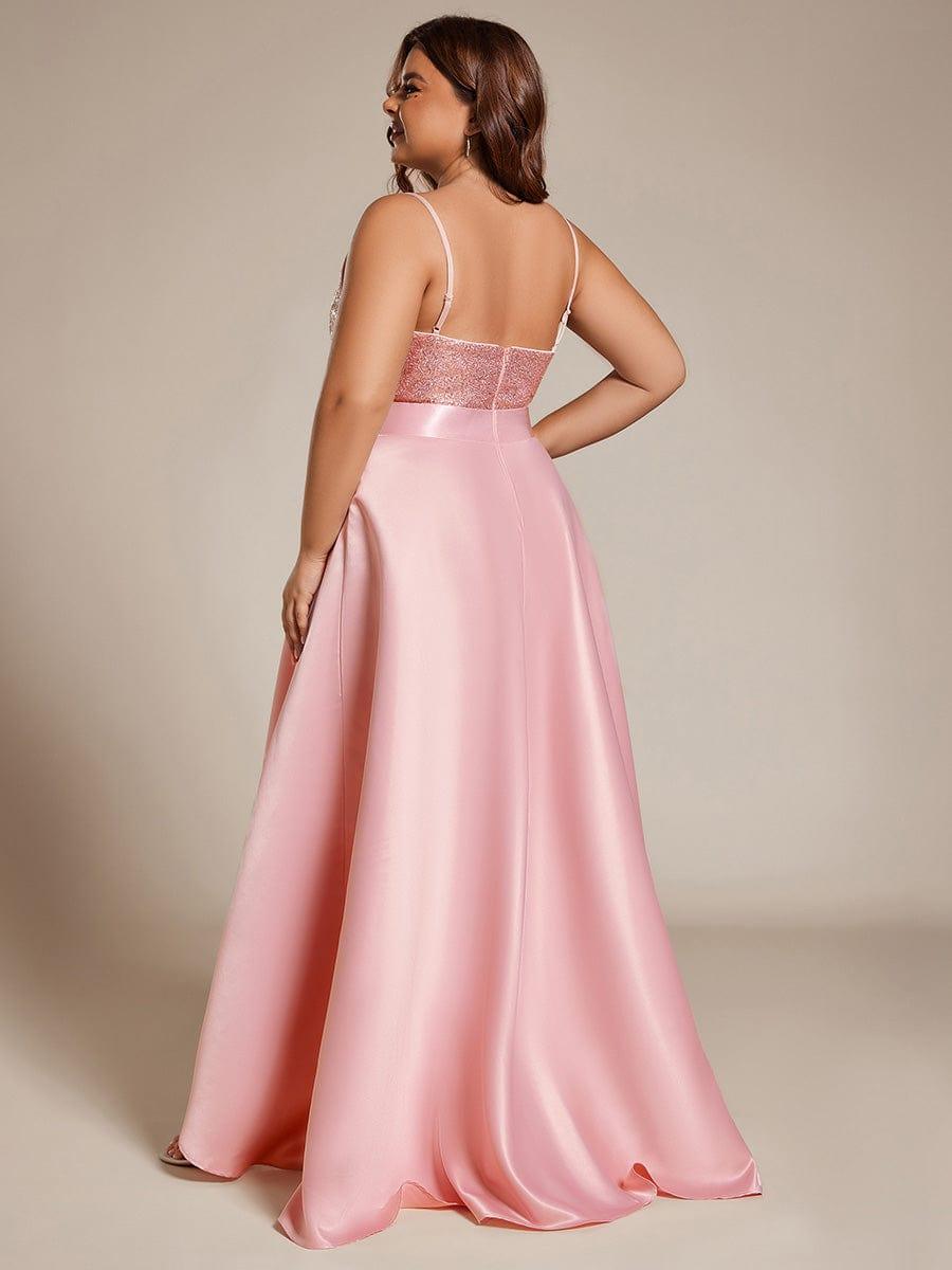 Deluxe Hi-Lo Sleeveless Sequin Plus Size Dresses