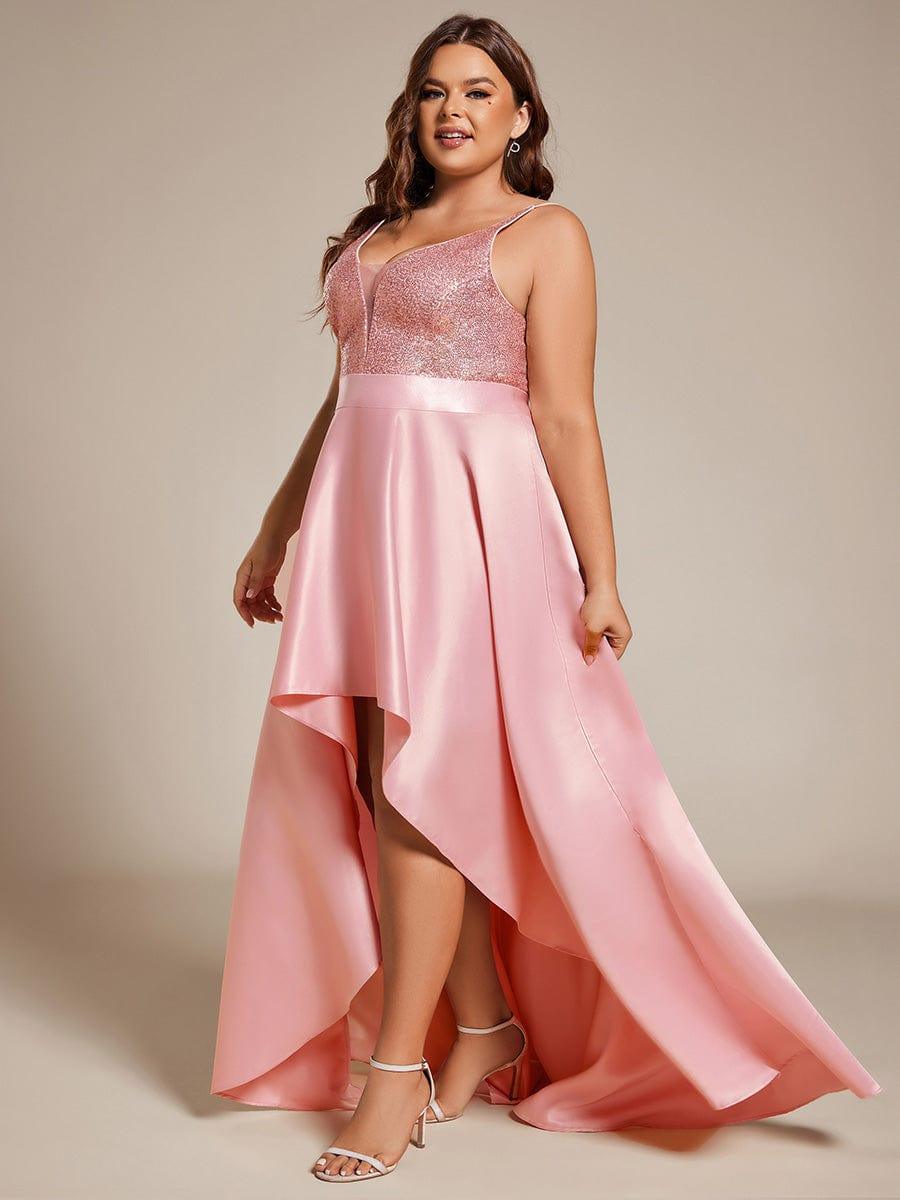 Deluxe Hi-Lo Sleeveless Sequin Plus Size Dresses