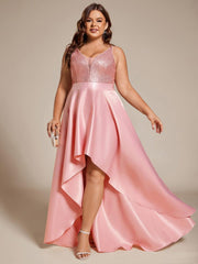 Deluxe Hi-Lo Sleeveless Sequin Plus Size Dresses