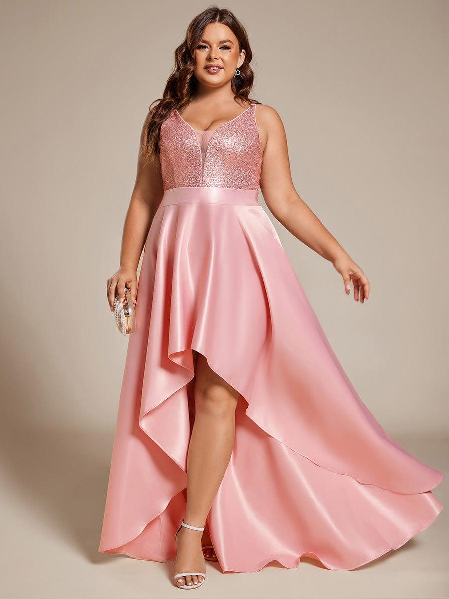Deluxe Hi-Lo Sleeveless Sequin Plus Size Dresses
