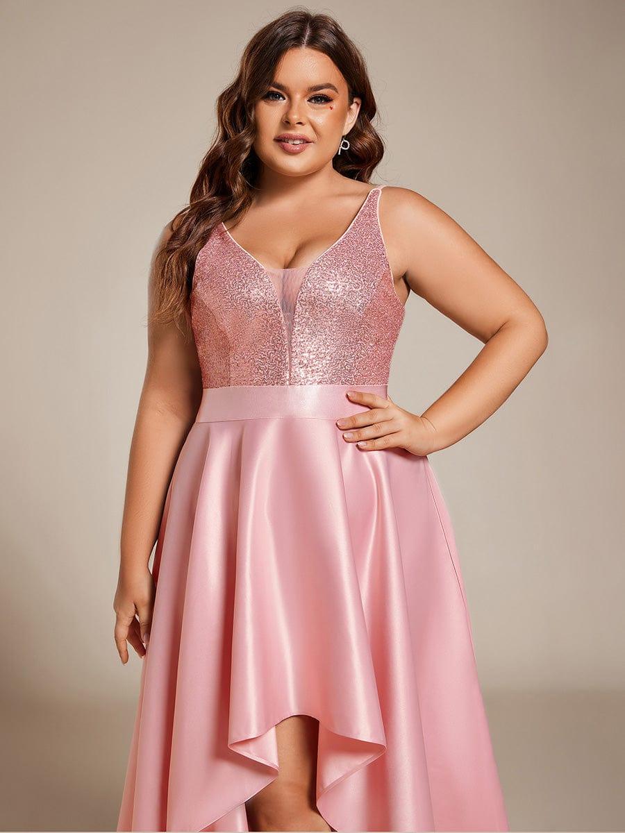 Deluxe Hi-Lo Sleeveless Sequin Plus Size Dresses
