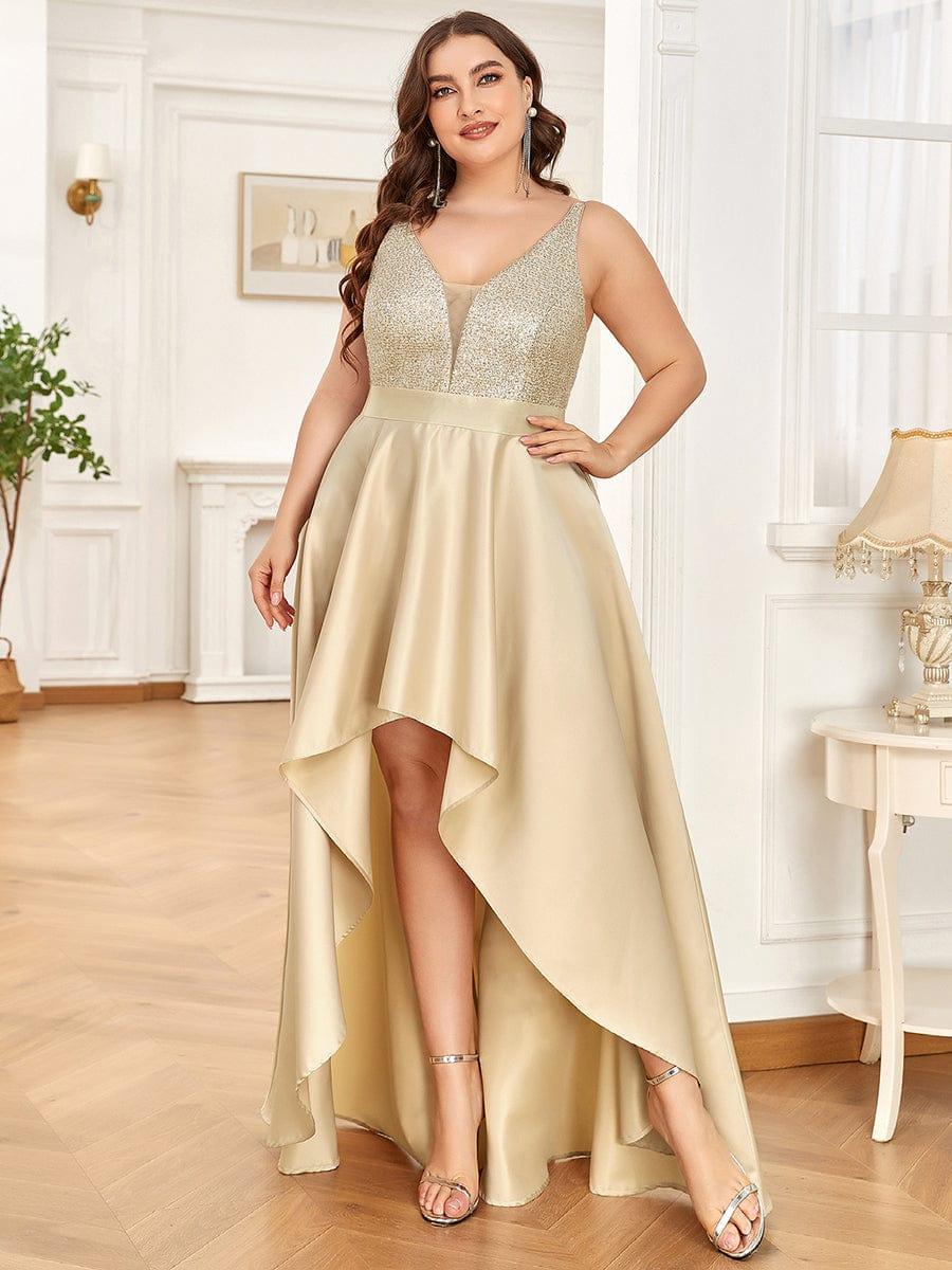 Deluxe Hi-Lo Sleeveless Sequin Plus Size Dresses