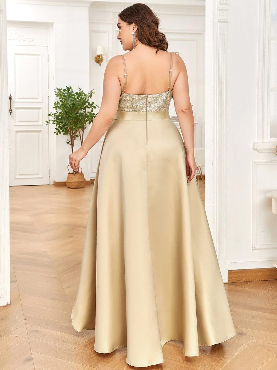 Deluxe Hi-Lo Sleeveless Sequin Plus Size Dresses