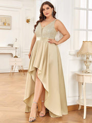 Deluxe Hi-Lo Sleeveless Sequin Plus Size Dresses