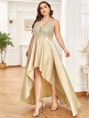 Deluxe Hi-Lo Sleeveless Sequin Plus Size Dresses