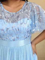 Romantic Plus Size Sequin A-Line Formal Evening Dresses with Sash