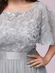Romantic Plus Size Sequin A-Line Formal Evening Dresses with Sash