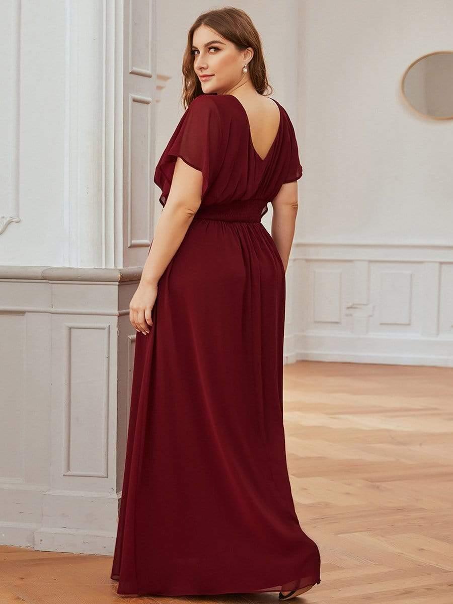 Stunning Plus Size Empire A-Line Chiffon Formal Maxi Evening Dress
