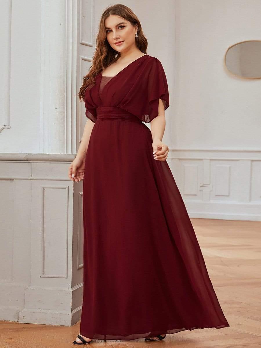 Stunning Plus Size Empire A-Line Chiffon Formal Maxi Evening Dress