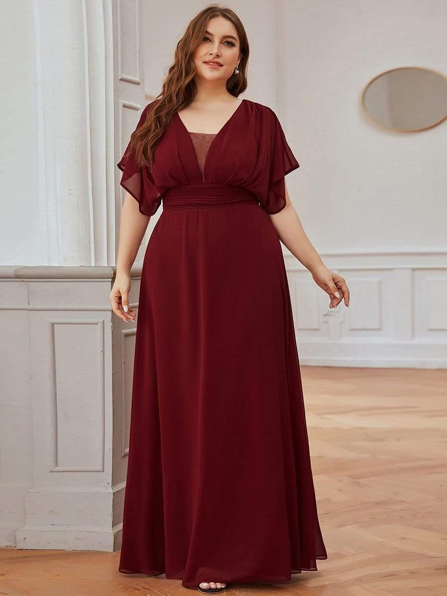 Stunning Plus Size Empire A-Line Chiffon Formal Maxi Evening Dress