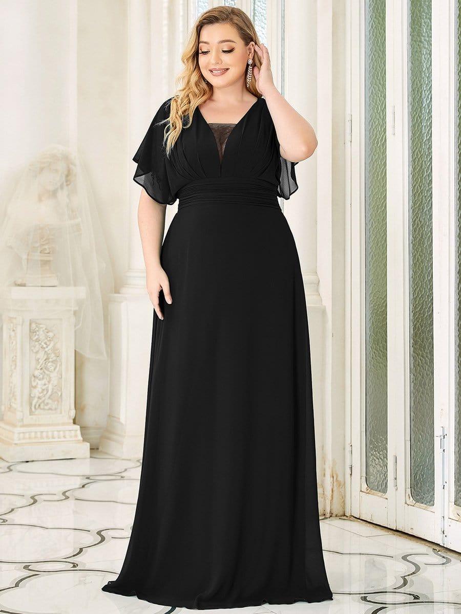 Stunning Plus Size Empire A-Line Chiffon Formal Maxi Evening Dress