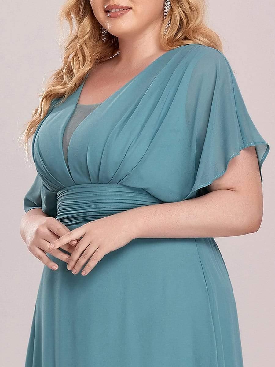 Stunning Plus Size Empire A-Line Chiffon Formal Maxi Evening Dress