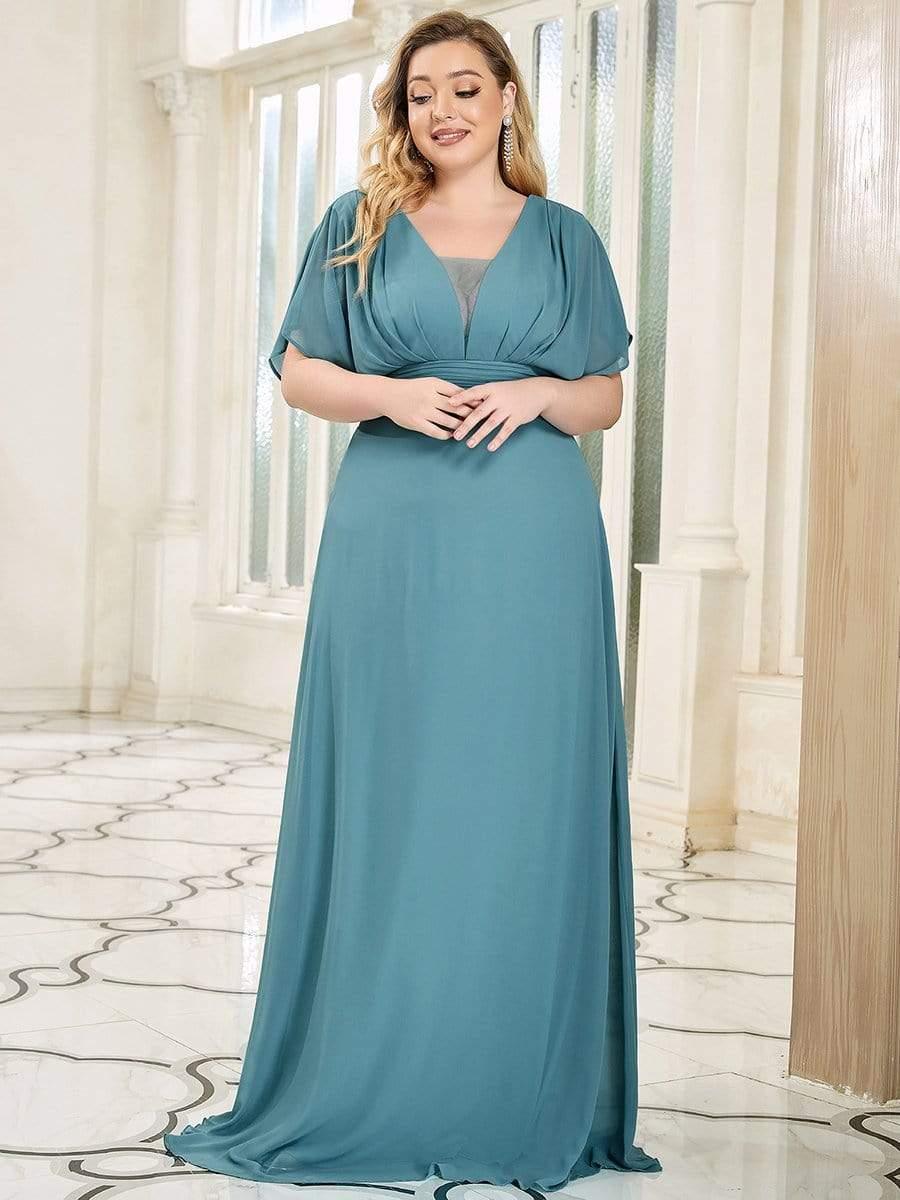 Stunning Plus Size Empire A-Line Chiffon Formal Maxi Evening Dress