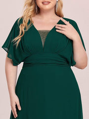 Stunning Plus Size Empire A-Line Chiffon Formal Maxi Evening Dress