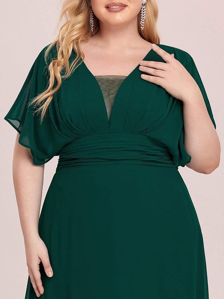Stunning Plus Size Empire A-Line Chiffon Formal Maxi Evening Dress