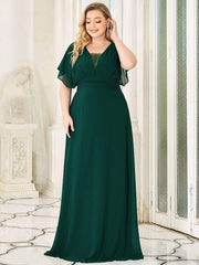 Stunning Plus Size Empire A-Line Chiffon Formal Maxi Evening Dress