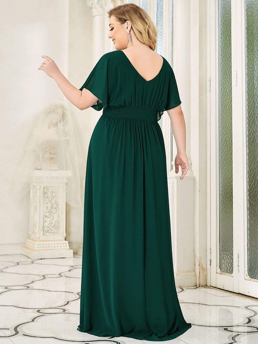 Stunning Plus Size Empire A-Line Chiffon Formal Maxi Evening Dress