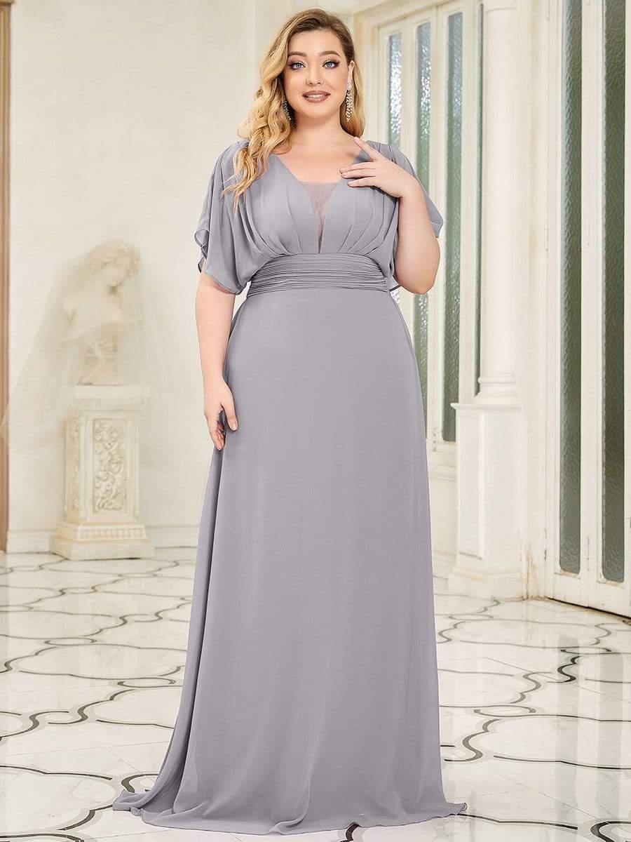 Stunning Plus Size Empire A-Line Chiffon Formal Maxi Evening Dress