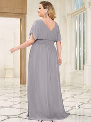 Stunning Plus Size Empire A-Line Chiffon Formal Maxi Evening Dress