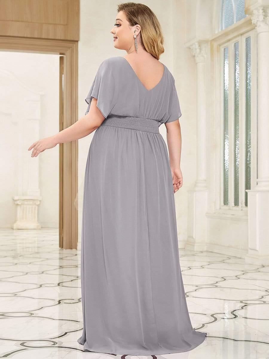Stunning Plus Size Empire A-Line Chiffon Formal Maxi Evening Dress