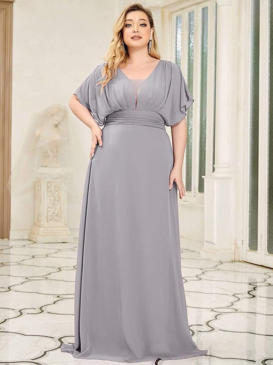 Stunning Plus Size Empire A-Line Chiffon Formal Maxi Evening Dress